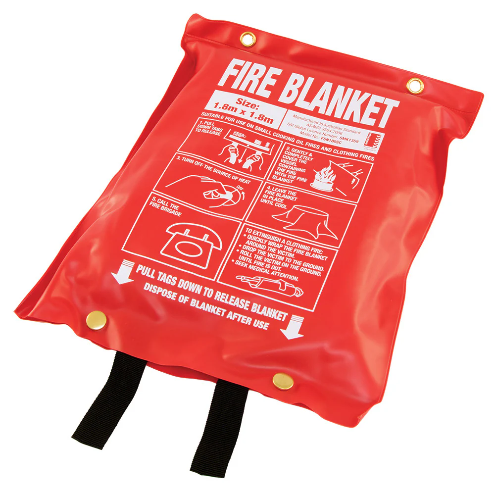 1.8m x 1.8m Fire Blanket - Soft Plastic Pouch