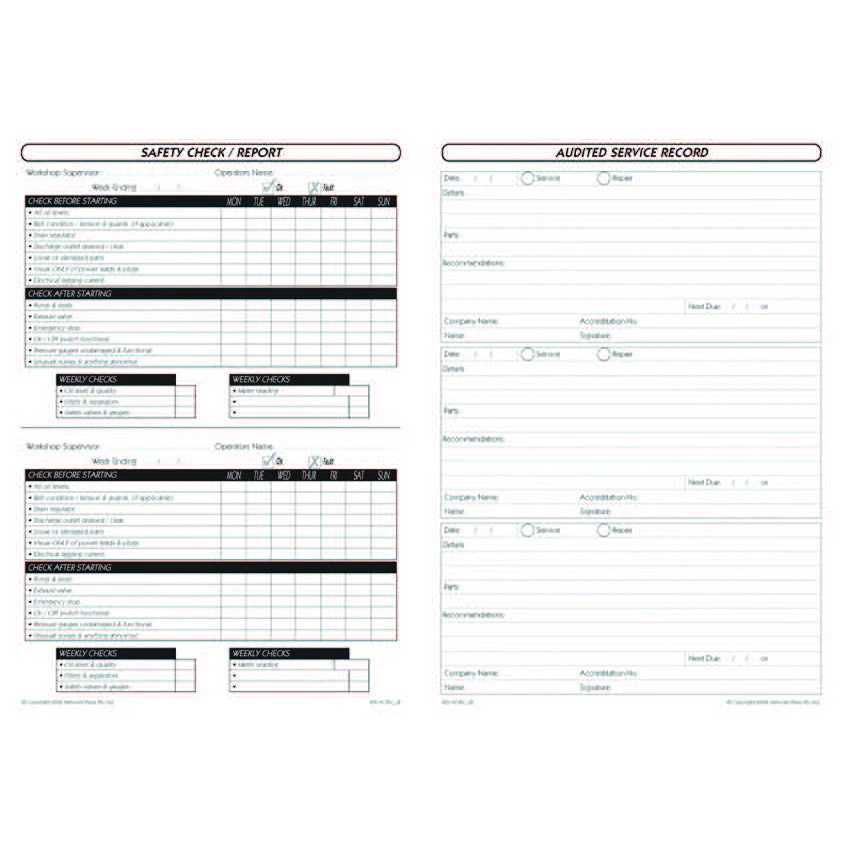 Air Compressor / Receiver Vessels Safety Check and Maintenance Logbook - Image 2