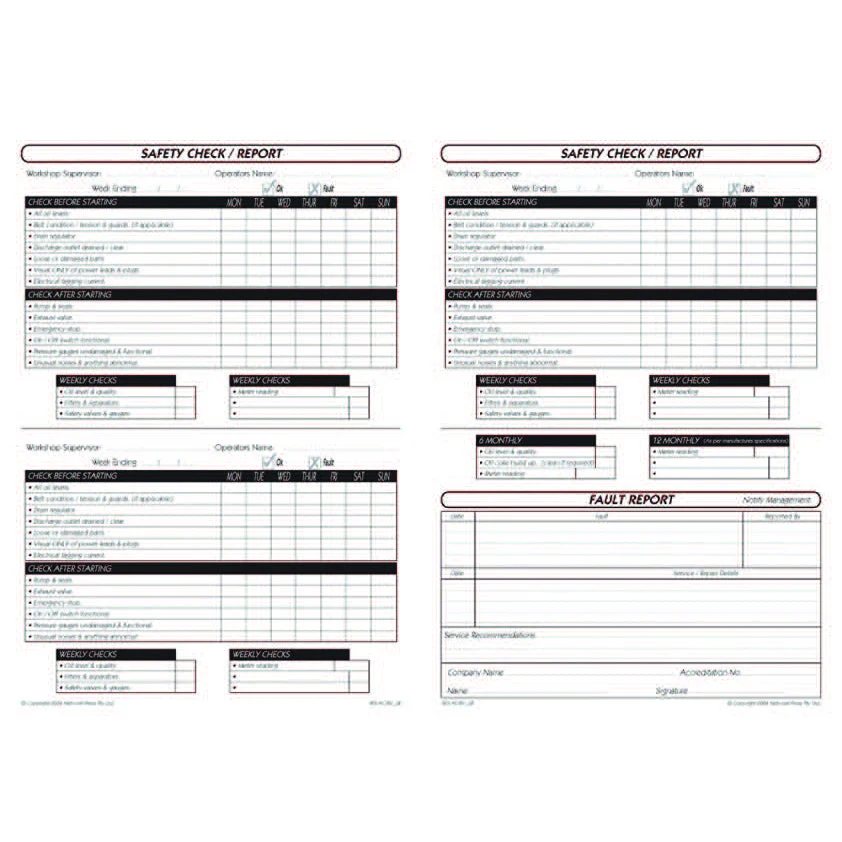 Air Compressor / Receiver Vessels Safety Check and Maintenance Logbook - Image 3