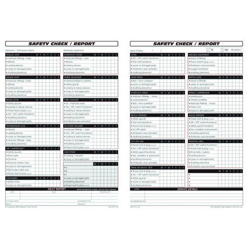 Automotive Workshop Tools & Equipment Safety Check and Maintenance Logbook - Image 4