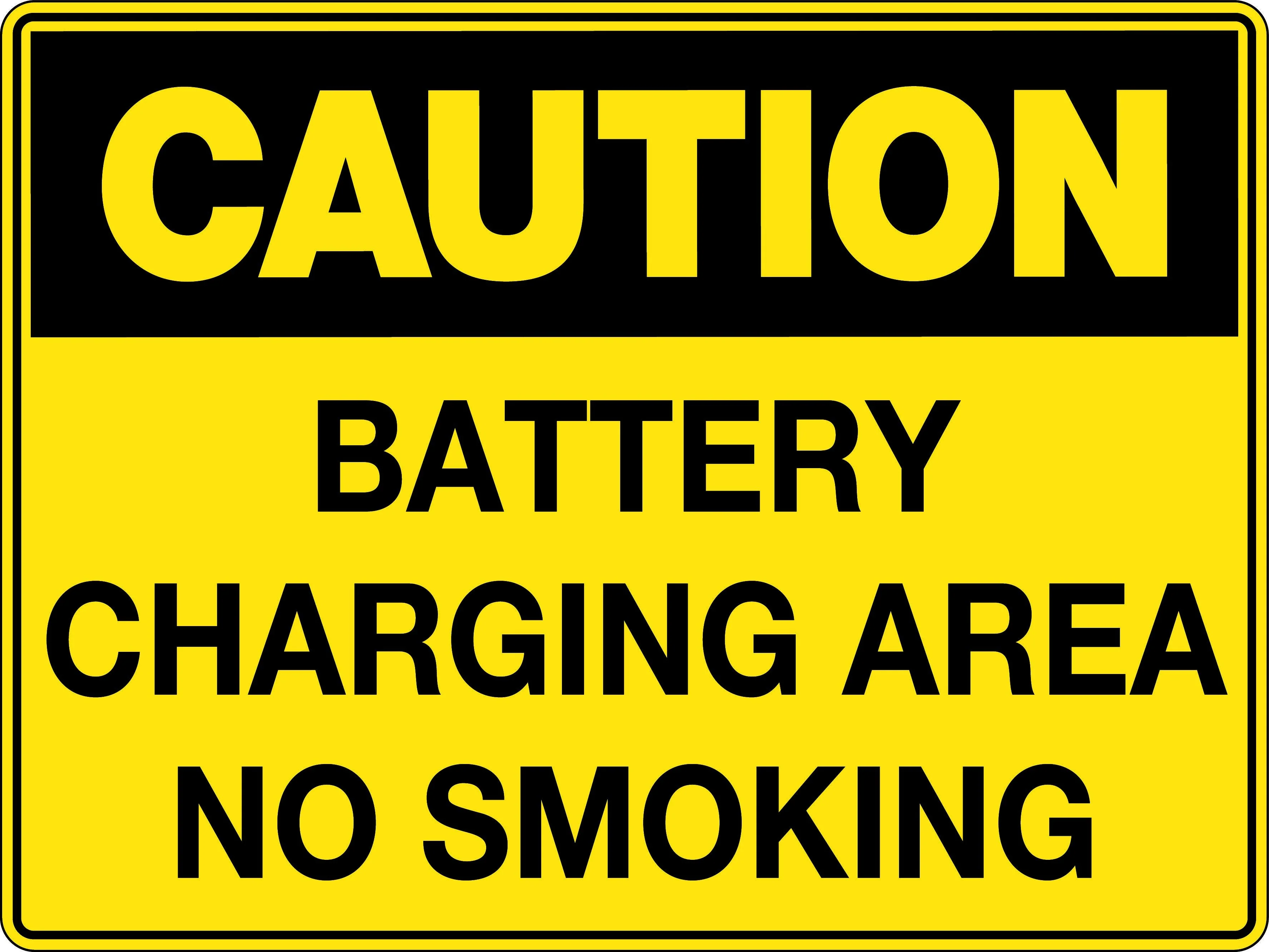 Caution Sign 'Battery Charging Area No Smoking'