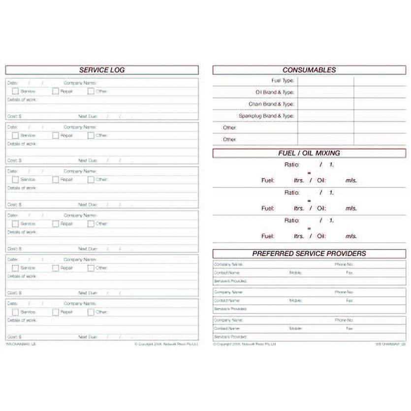Chainsaw Safety Pre Start Checklist Logbook - Image 3