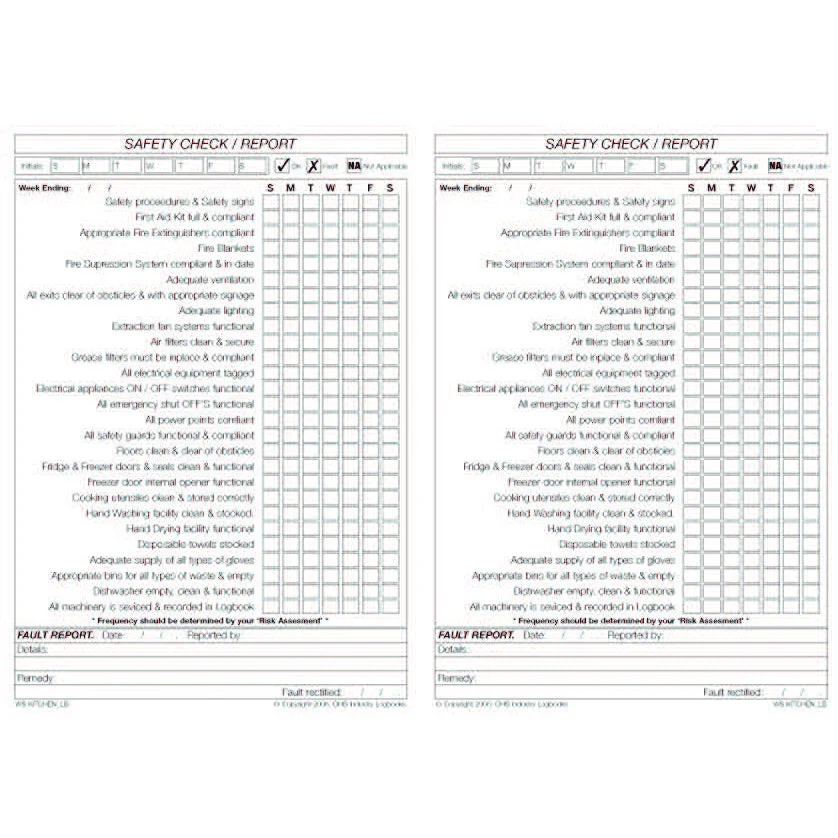Commercial Kitchen Safety Pre Start Checklist and Maintenance Logbook - Image 3
