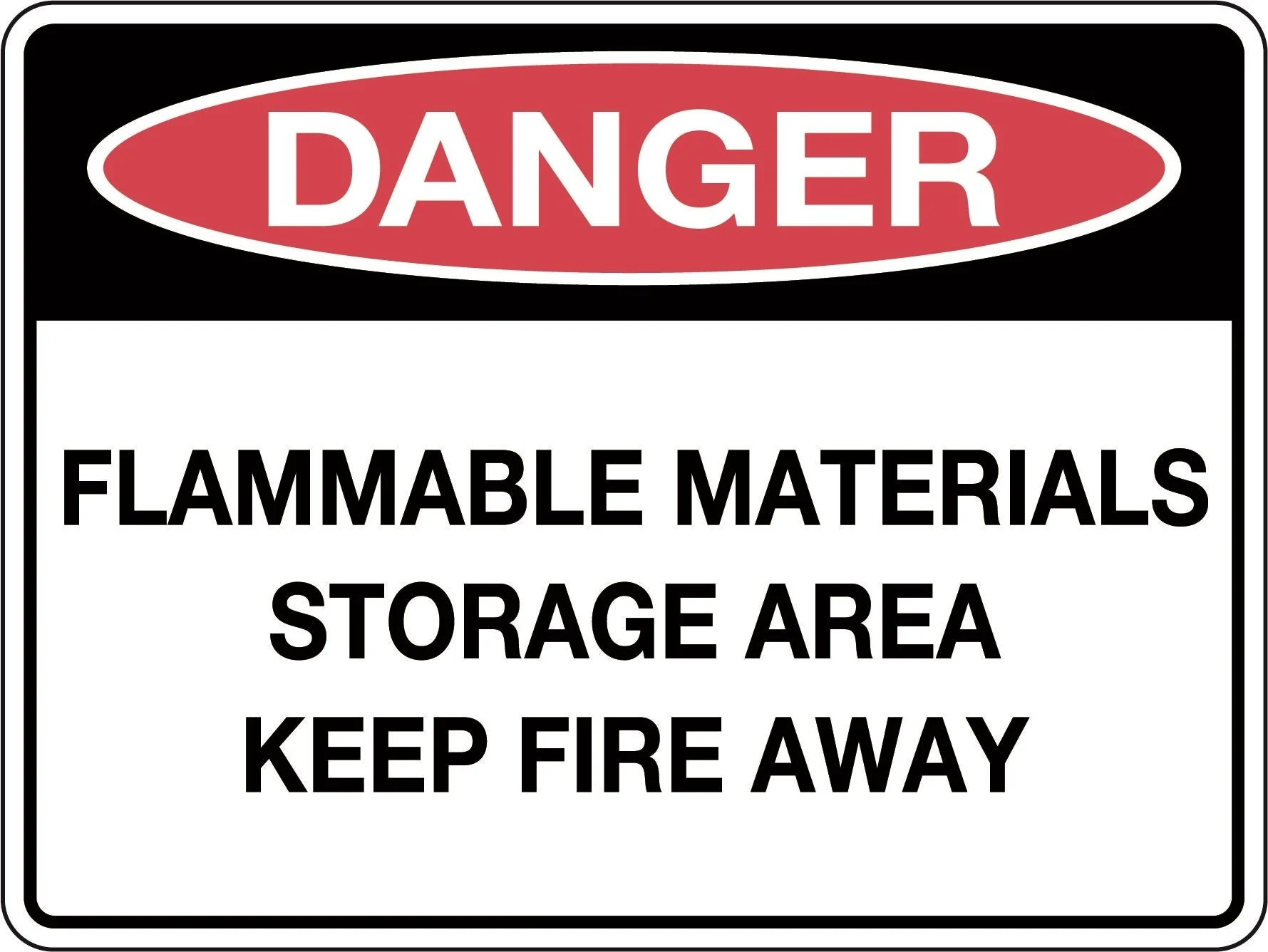 Danger Sign 'Flammable Materials Storage Area Keep Fire Away'