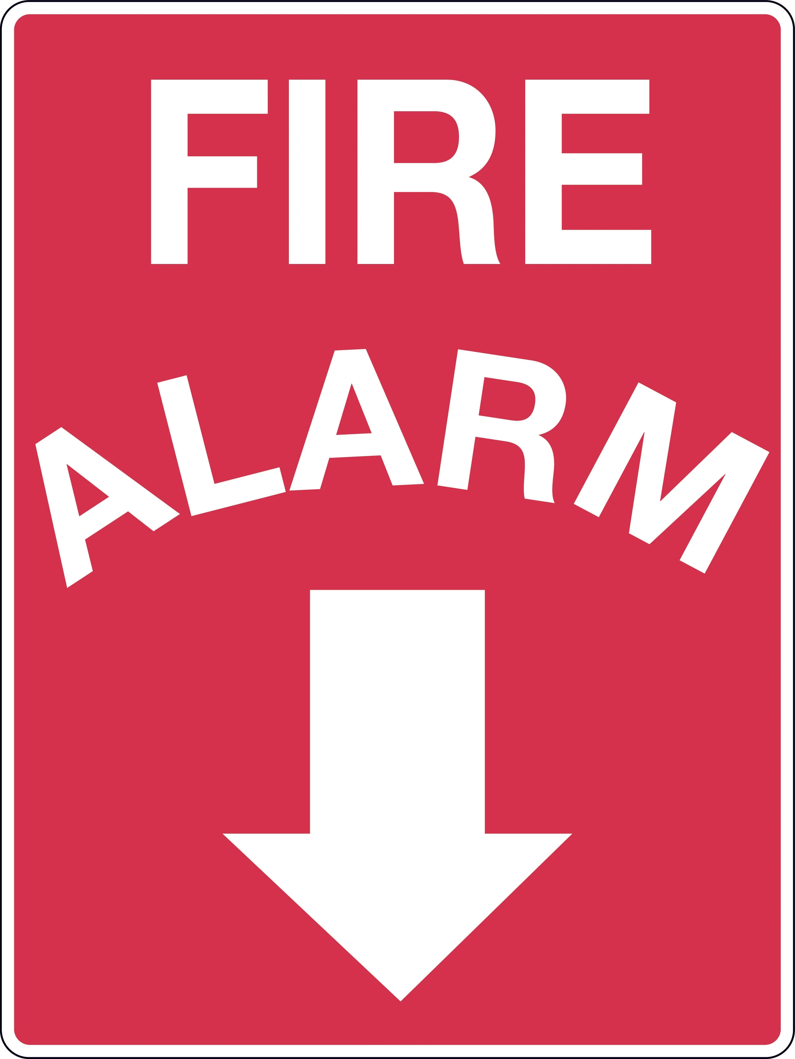 Fire Alarm Sign (Down Arrow)