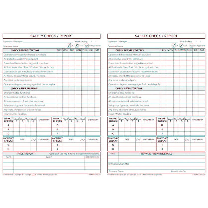 General Operators Safety Pre Start Checklist and Maintenance Logbook - Image 3