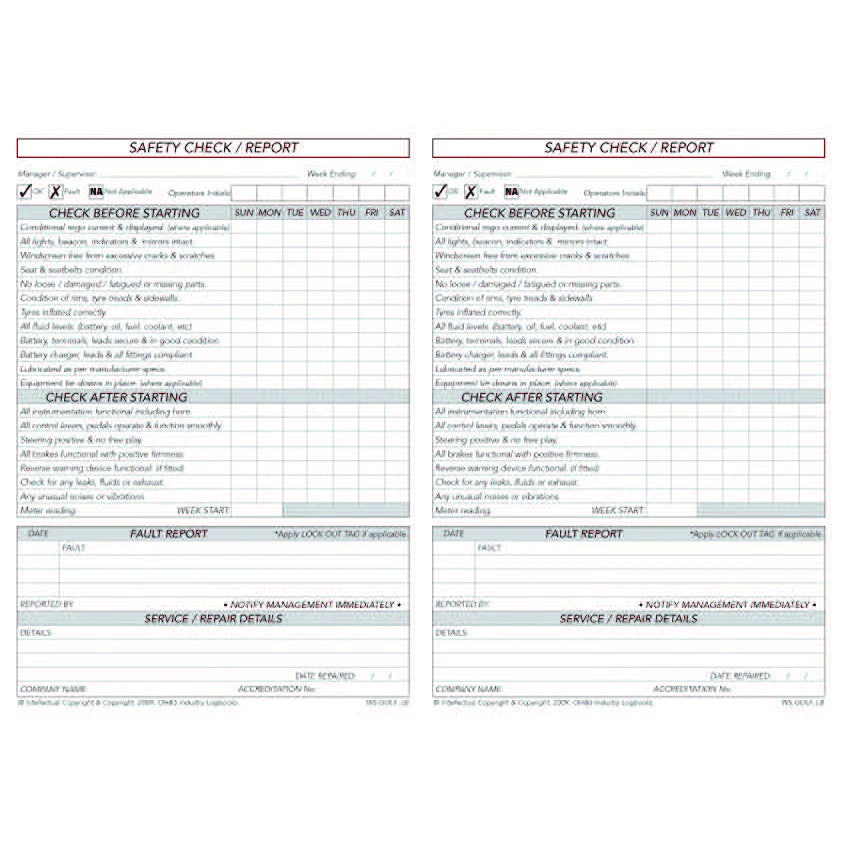 Golf Cart & Event Vehicles Safety Pre Start Check & Maintenance Logbook - Image 3