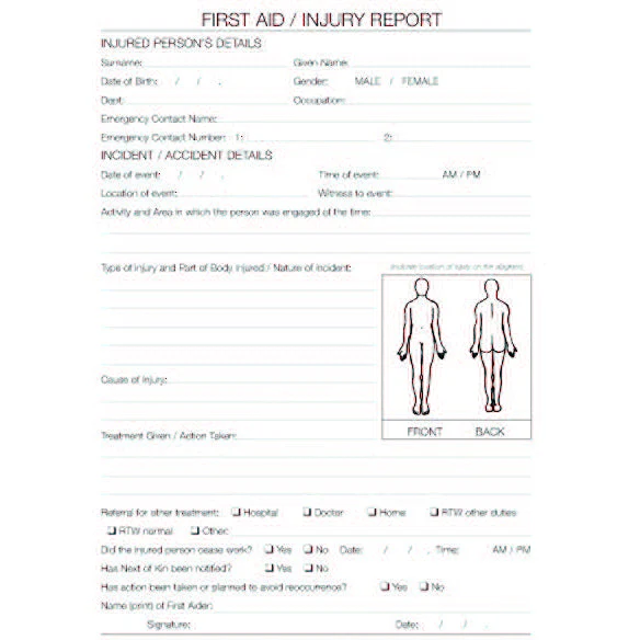 Injury Report First Aid Logbook - Image 3