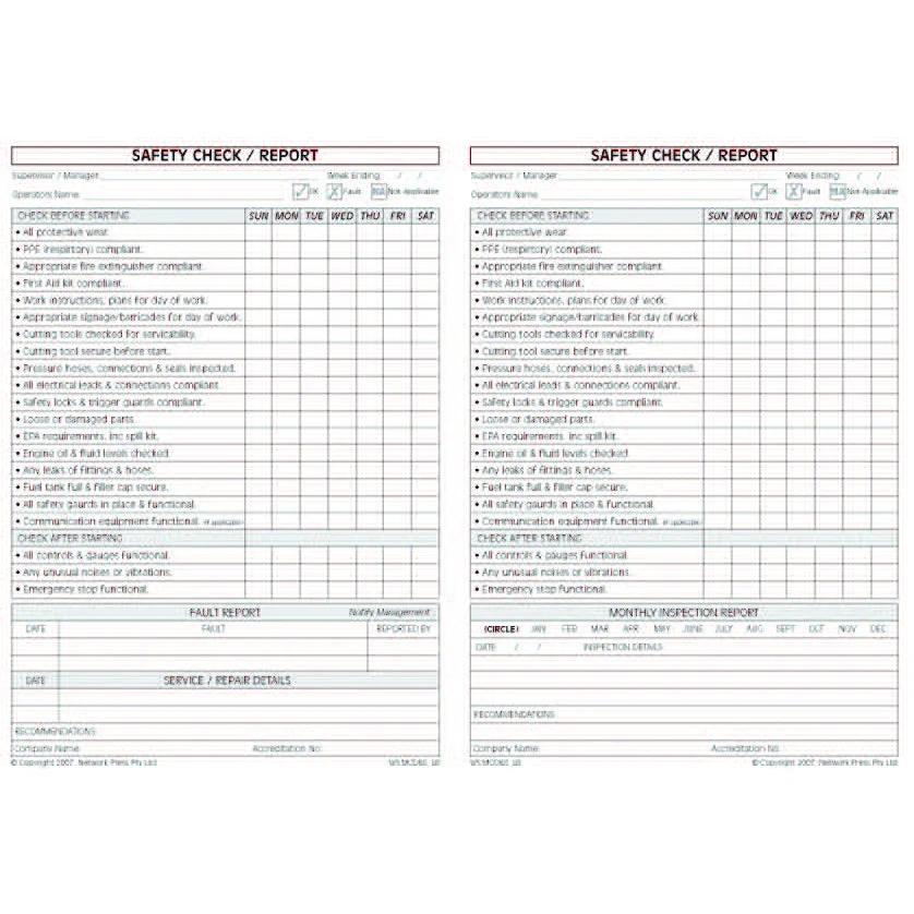 Masonry Cutting, Drilling & Grinding Safety Check & Maintenance Logbook - Image 3