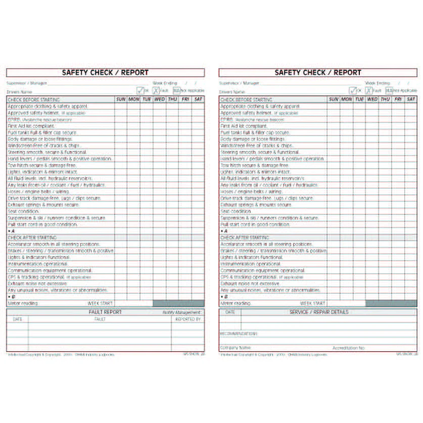 Snow Vehicles Safety Pre Start Checklist and Maintenance Logbook - Image 3