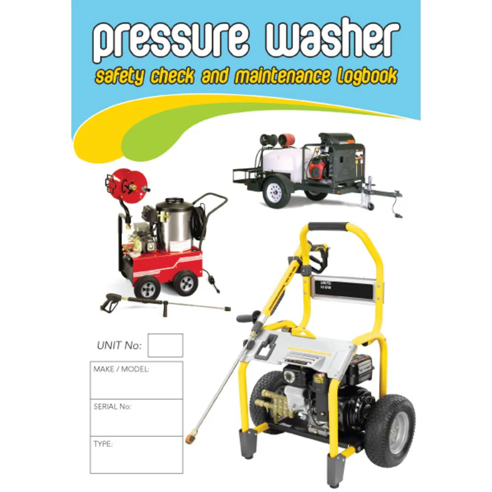 Pressure Washer Safety Pre Start Checklist and Maintenance Logbook