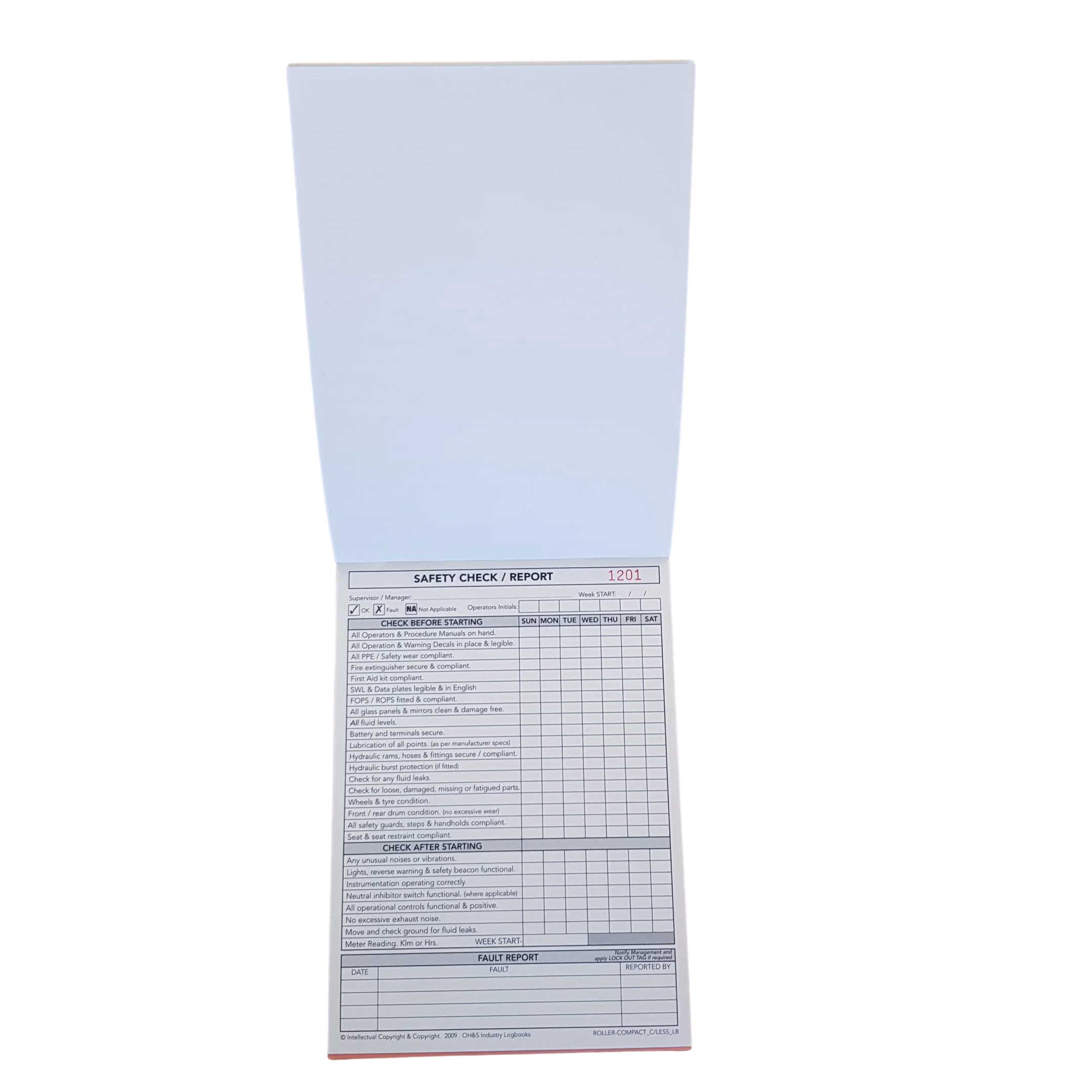 Roller Compaction 'Duplicate' Pre Start Safety Check Logbook - Image 2