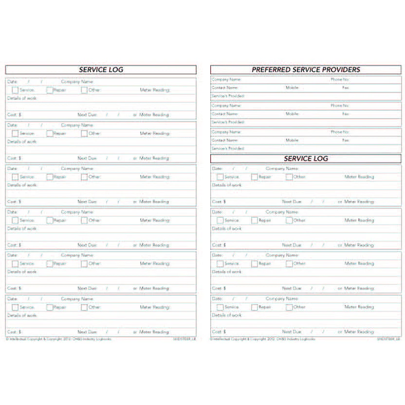 Skid Steer Pre Start Safety & Maintenance Check Logbook - Image 3
