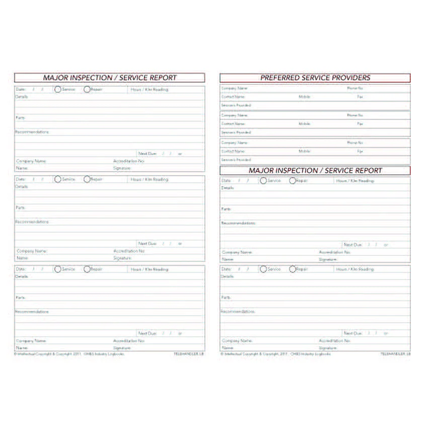 Telehandler Pre Start Safety and Maintenance Checklist Logbook - Image 3