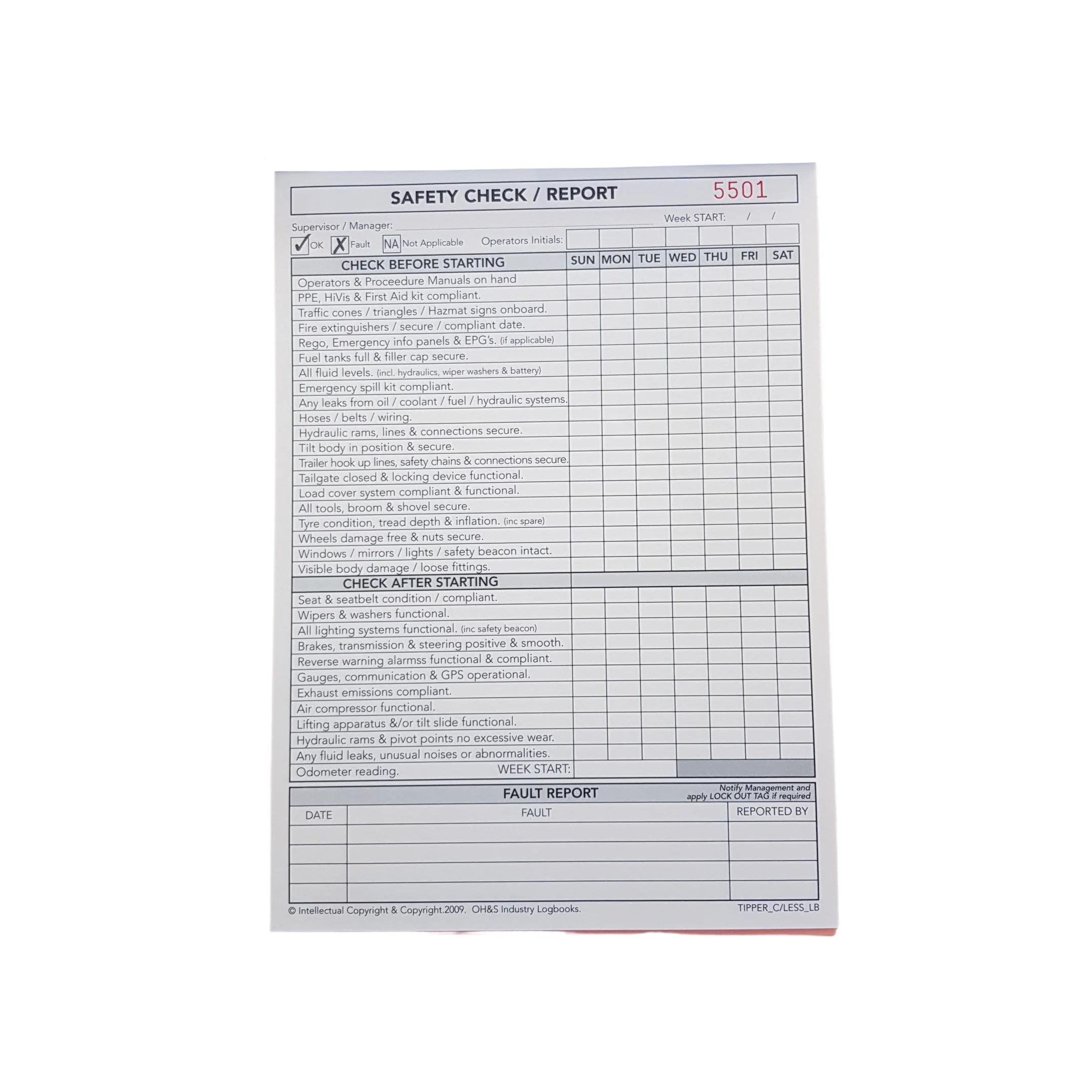 Tipper Trucks 'Duplicate' Pre Start Safety and Maintenance Checklist Logbook - Image 2