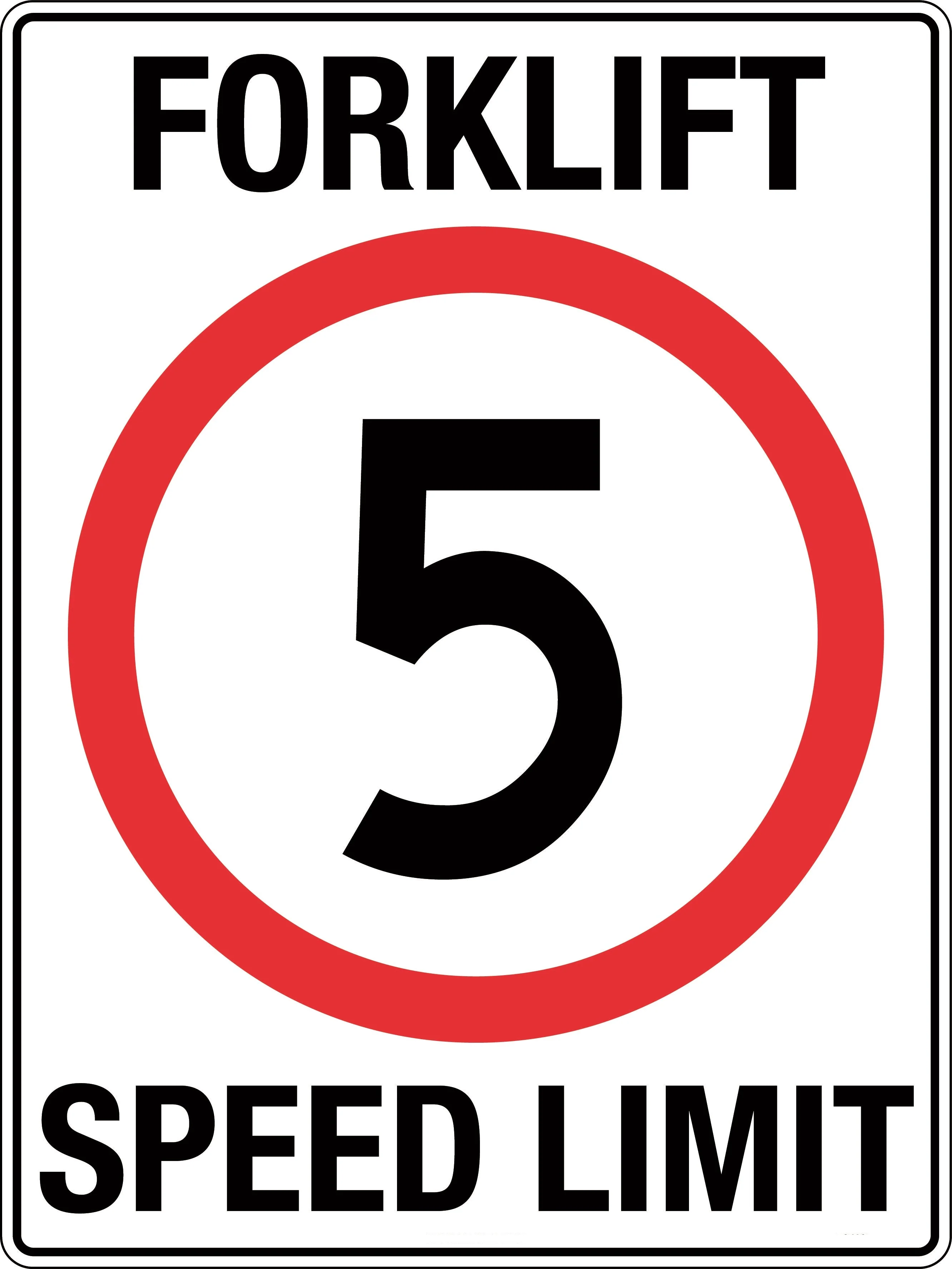 Traffic Sign Forklift Speed Limit '5' km/h in roundel