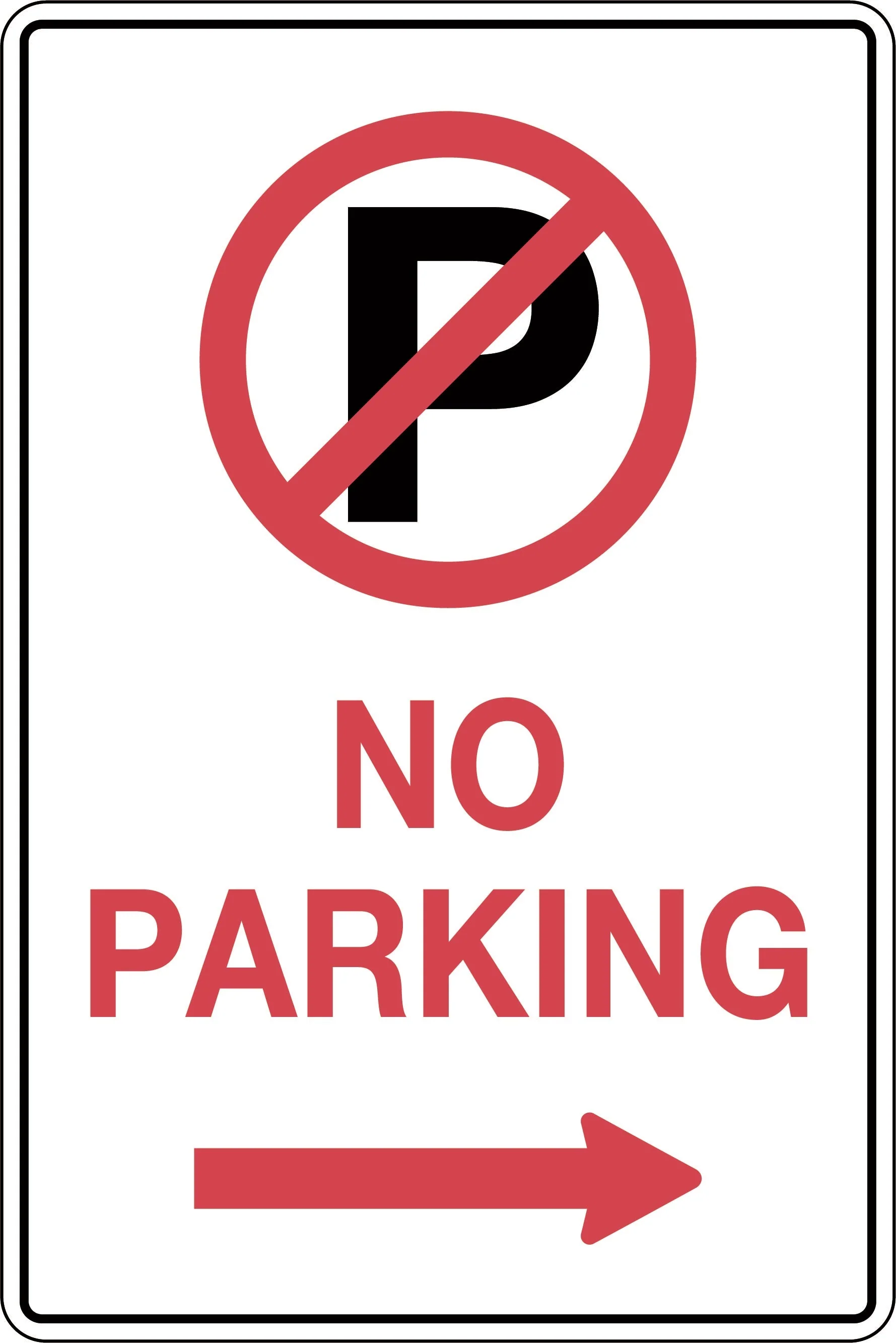 Traffic Sign 'No Parking (with Right Arrow and Symbol)'