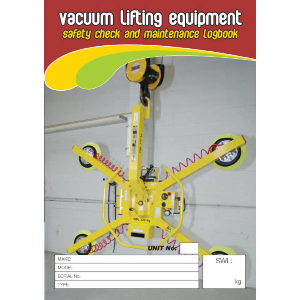 Vacuum Lifting Equipment Pre Start Safety & Maintenance Check Logbook