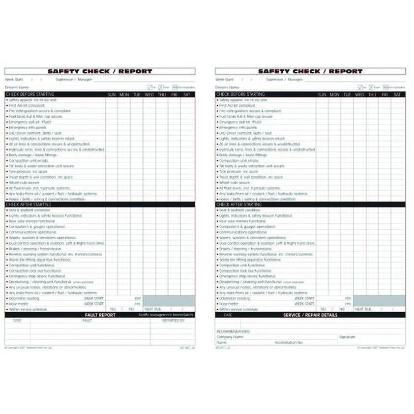 Waste Compaction Truck Pre Start Safety & Maintenance Check Logbook - Image 3