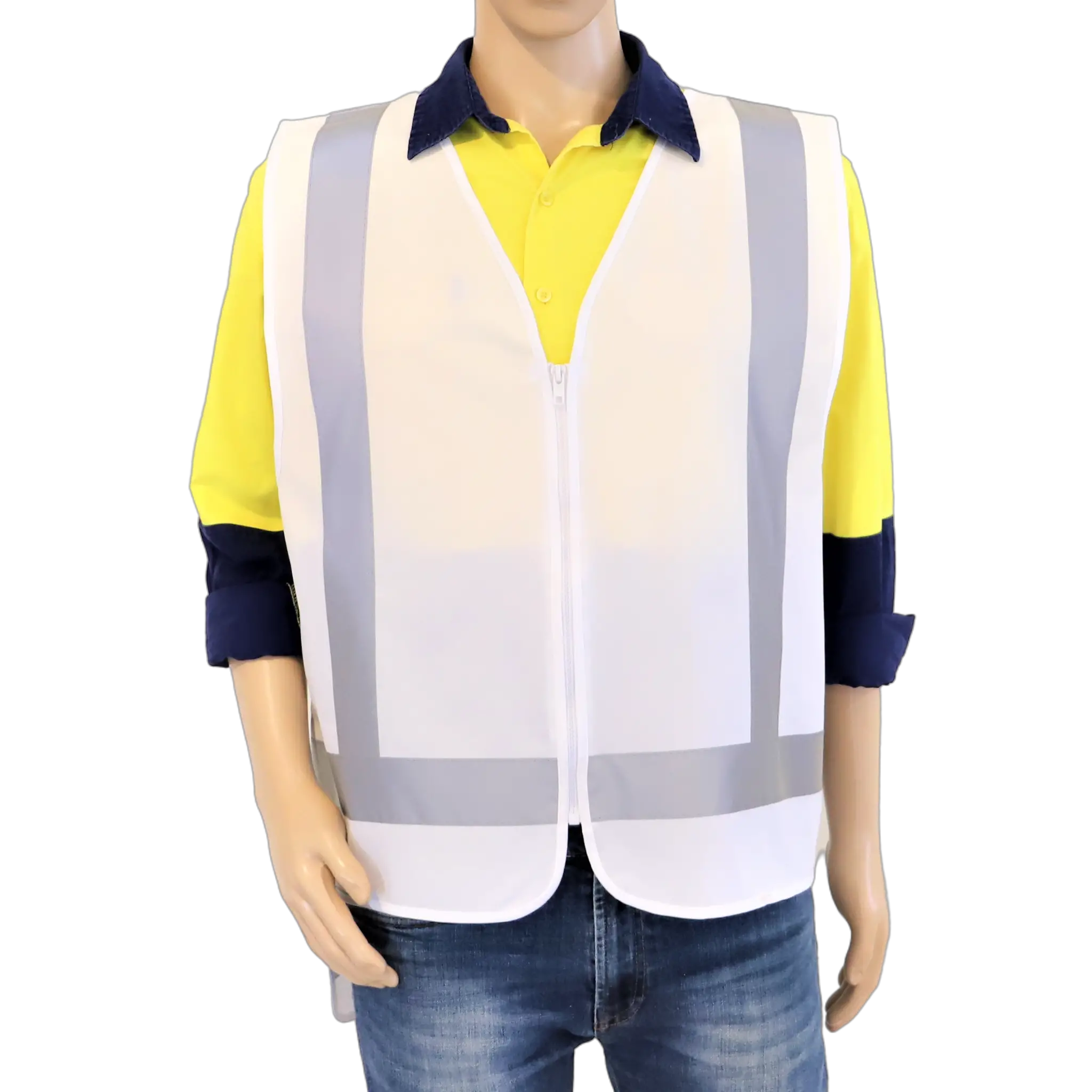 Zip Up Warden Vest - White Deputy Chief Warden - Image 2